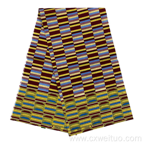 100% polyester gold printed african fabrics